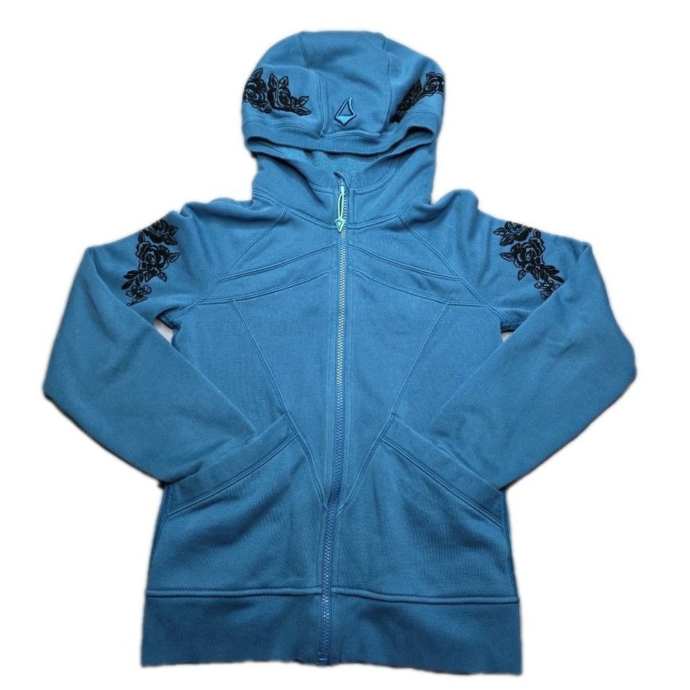 LULULEMON Ivivva Scuba Hoodie Jacket Sweatshirt Blue W Velvet Rose Size 10‎